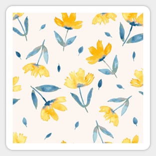 Watercolour floral yellow And teal Sticker